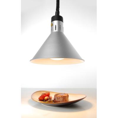 Závěsná výhřevná lampa s nastavitelnou výškou, kuželová, HENDI, Stříbrná, 230V/250W, ⌀275x(H)250mm | 273869